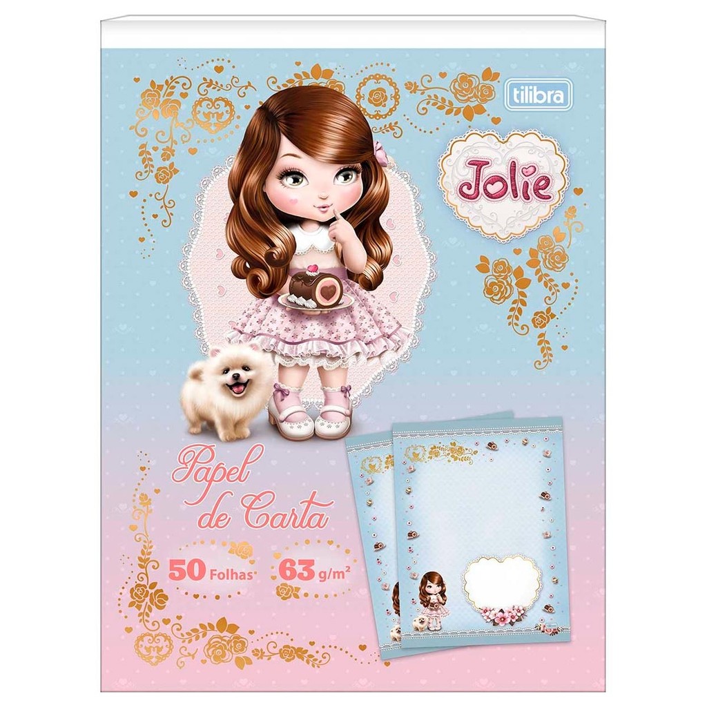 Papel de Carta Caderno Colado Jolie 50 Folhas 63g/m² Tilibra