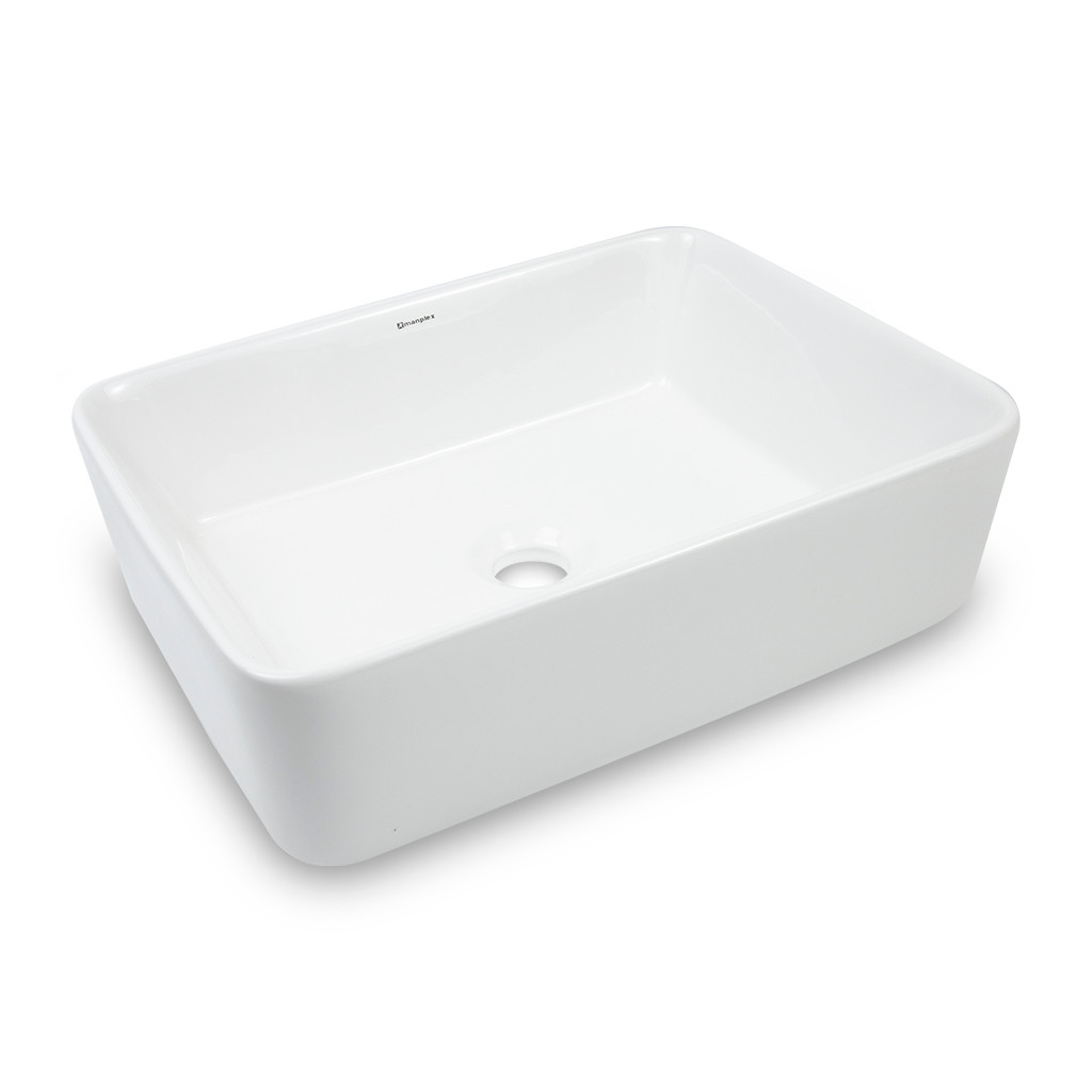 Cuba Apoio Banheiro Luxo Manplex 48cm Branco Brilho MP 0507 Lavabo Lavatório Pia Sobrepor Retangular
