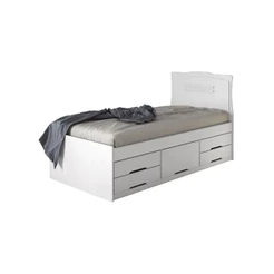 Cama Solteiro Julia Com Cômoda 5 Gavetas Branca Conquista