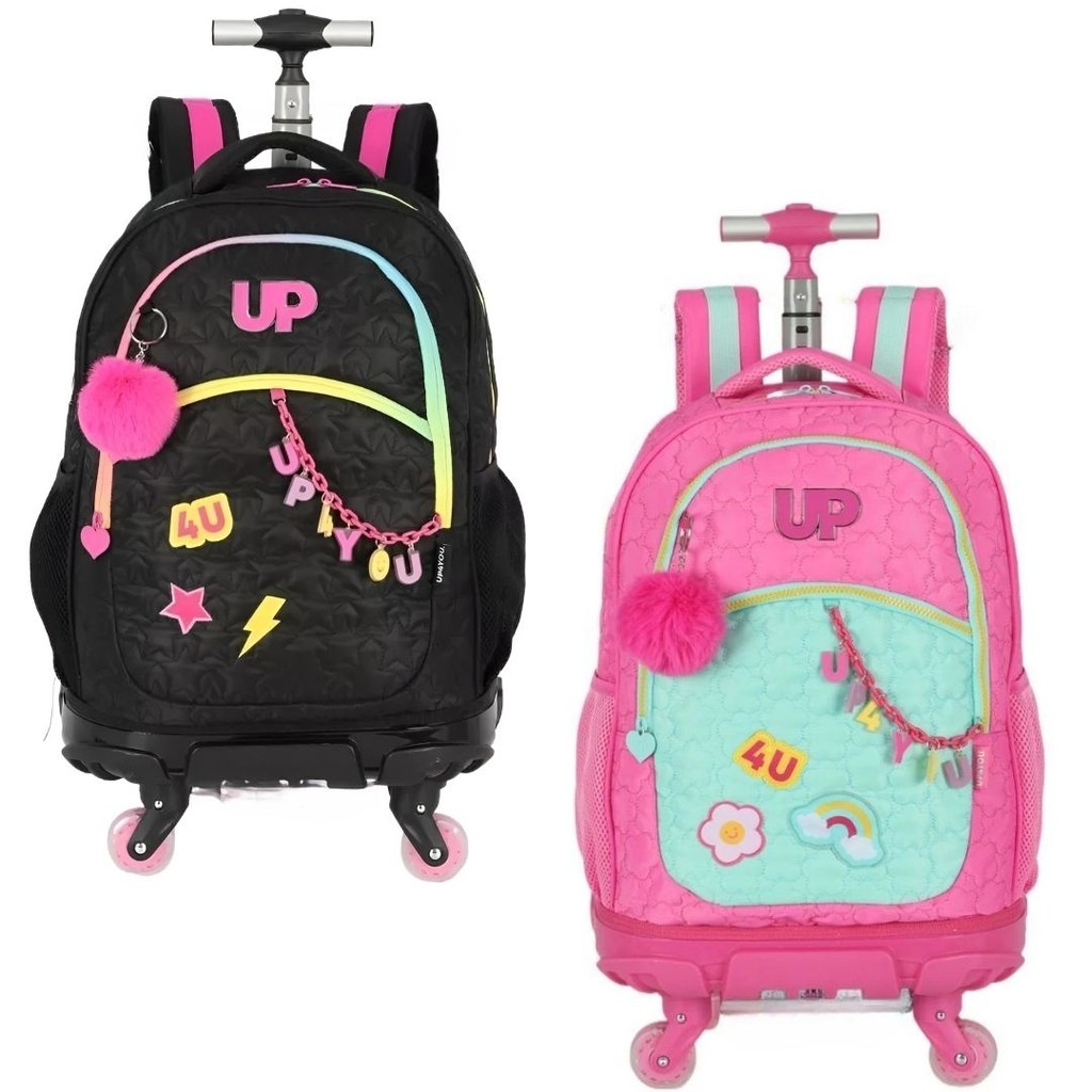 Mochila De Carrinho 360 Juvenil Volta as Aulas Escolar Espaçosa Notebook Infantil Rodinhas