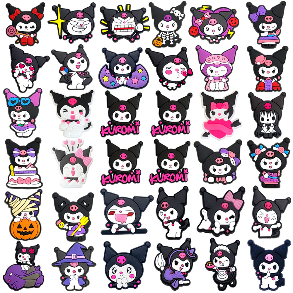 MEIDJ Encantos Para Sapatos 33 Coelho Preto Padrão Decorações De Desenhos Animados Acessórios De PVC Com Botão em Oferta na Shopee