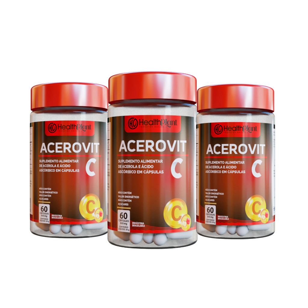 Suplemento Alimentar de ACEROVIT Acerola e Ácido Ascórbico Ferro Vitamina C Potássio