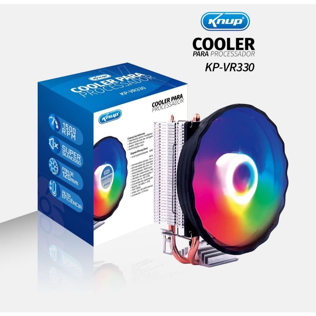Cooler Fan LED RGB Processador CPU Intel e AMD Gamer KP-VR330 em Oferta na Shopee
