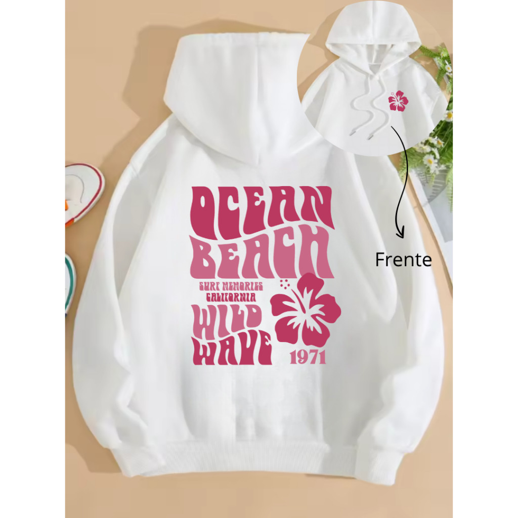 Moletom blusa de frio Canguru Unissex Estampado Capuz Flanelado Algodão Blusa Casual Look Inverno Quente Feminino em Oferta na Shopee