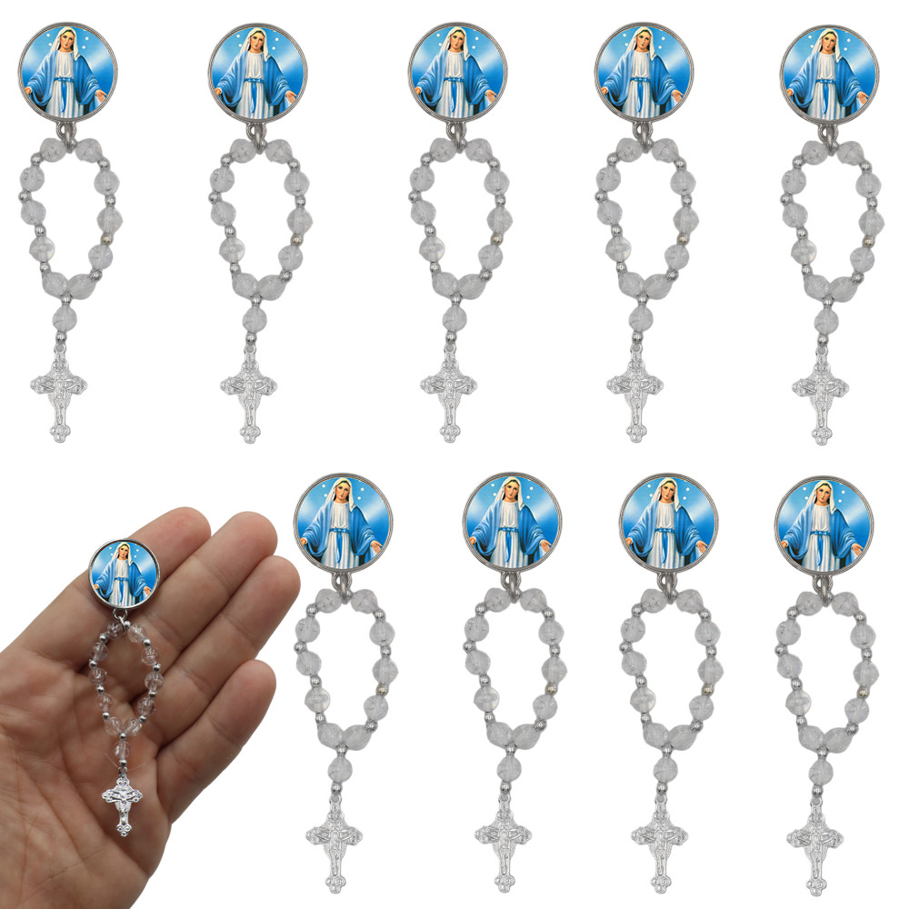 10 Mini Terços Nossa Senhora das Graças Medalha Lembrancinha