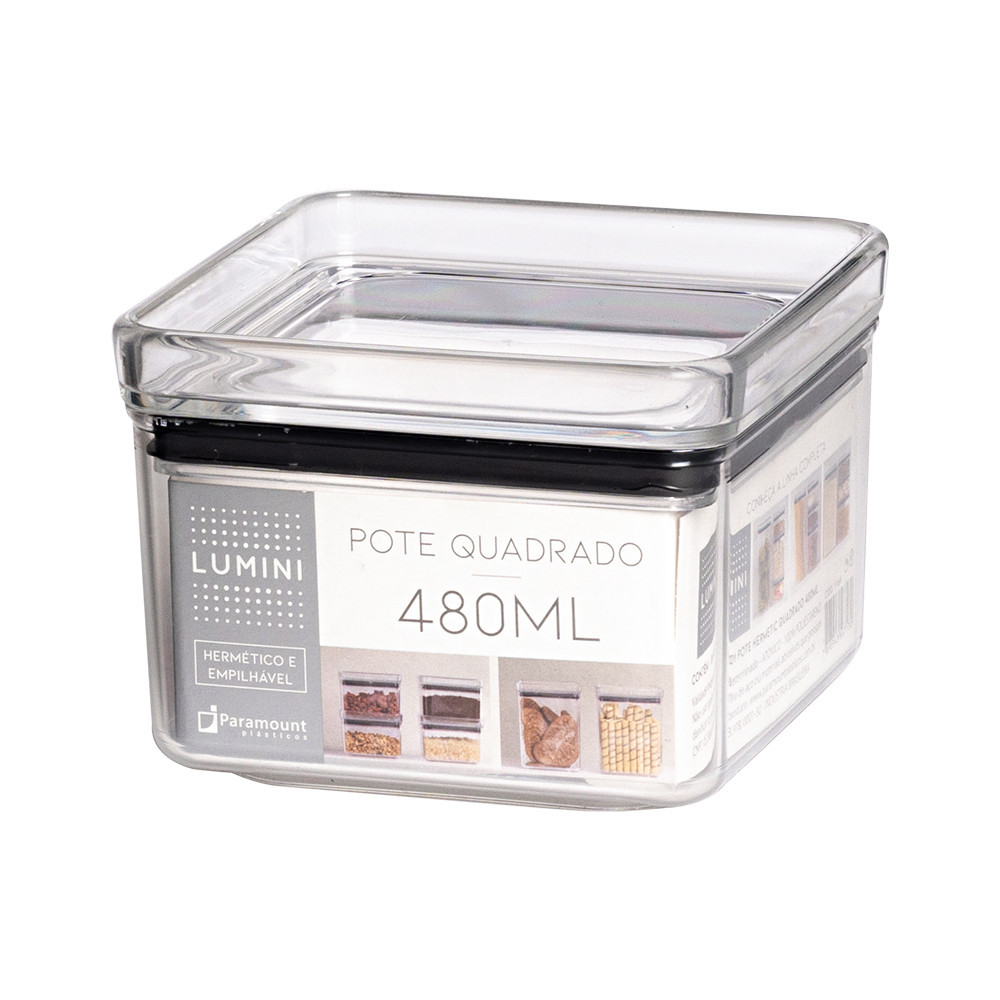 Pote Vedação Hermético Pequeno 480ml Transparente Para Grãos Mantimento Organizador Empilhável