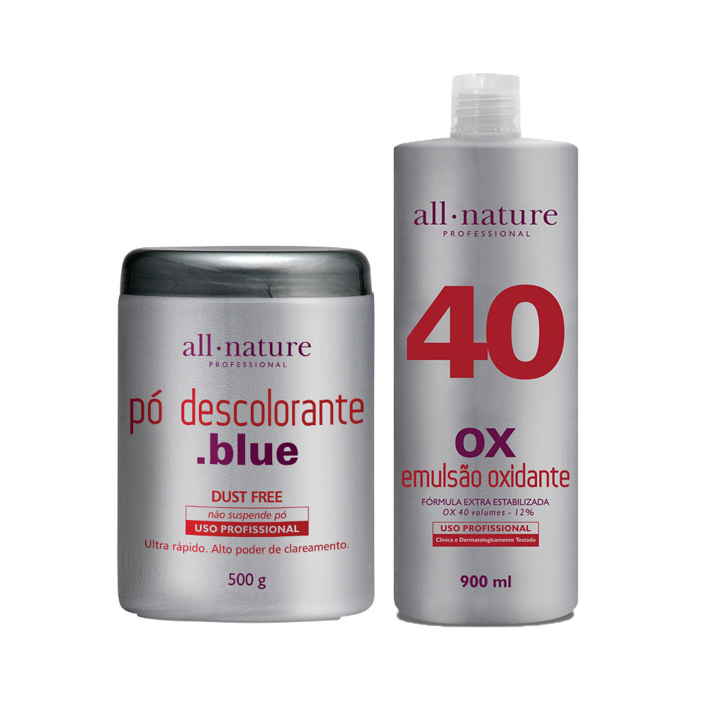 Pó Descolorante Blue e Oxidante Creme 900ml Nature Color All Nature  Estabilizado com fórmula suave que age em conjunto com a coloração garantindo o tom desejado 10 20 30 40 Volumes