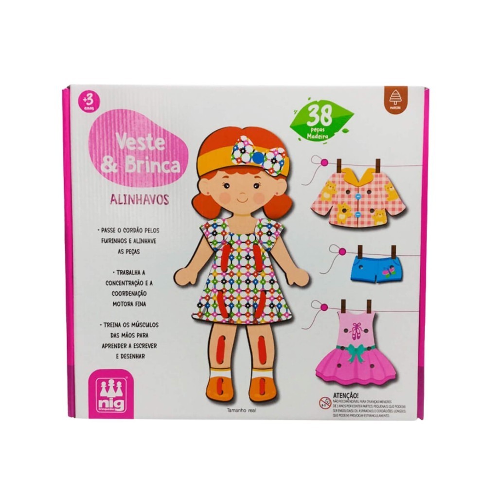 Brinquedo Jogo Infantil Veste e Brinca Alinhavos Nig - 0474 - Mom & Baby