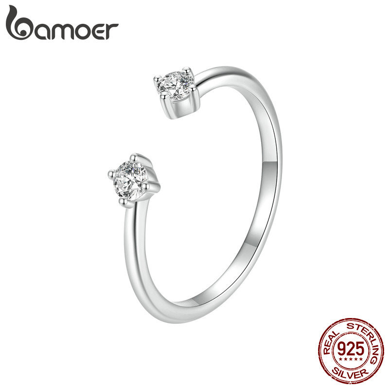 Bamoer 925 Sterling Sliver Ring Anel De Fita Moissanita Requintada Jóias De Aberto Para Mulheres