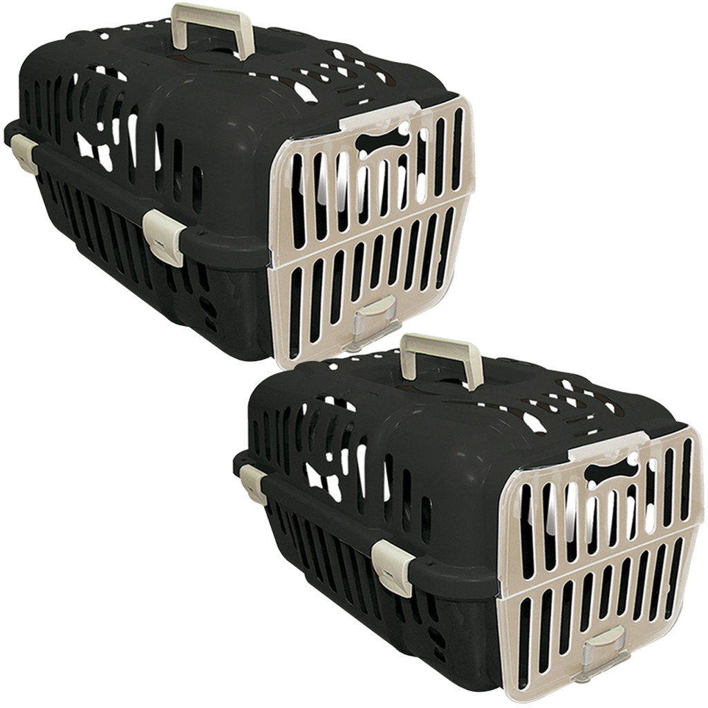 Kit 2 Caixas Transporte Joy N1 Black Cachorro Gato Segura Avião Carro Viagem Consulta Furacão Pet