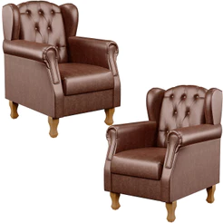 Kit 02 Poltronas Decorativa Para Sala De Estar Yara P02 Couríssimo Marrom - Lyam Decor