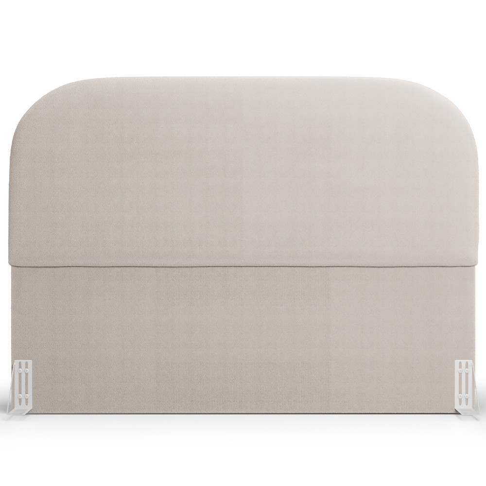Cabeceira Cama Box King 195cm Lanna com Puff Recamier Doha W01 Bouclê Creme - Lyam Decor