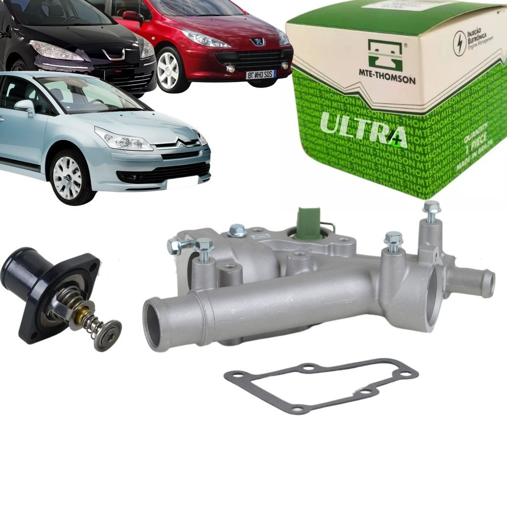 Conjunto Carcaça Válvula Termostática para Peugeot 307 / 408 - Citröen C4 / Pallas / Picasso / VTR - 2.0 16V - EW10A - 2 em Oferta na Shopee