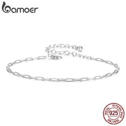 Pulseira Bamoer 925 Sterling Sliver Bracelet Jóias Quadradas Simples Presentes Para Mulheres