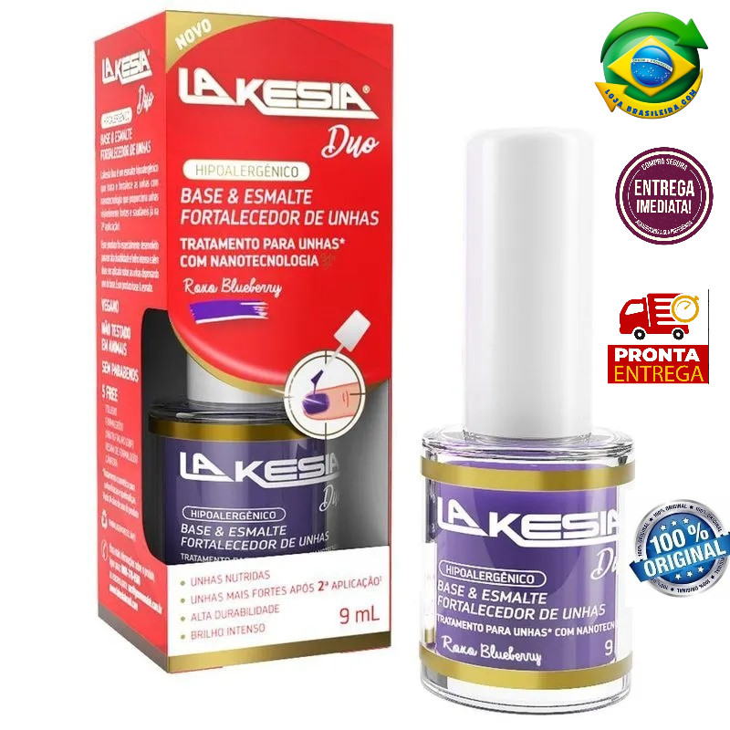 Base E Esmalte Fortalecedor de Unhas LaKesia Duo Roxo Blueberry 9ml