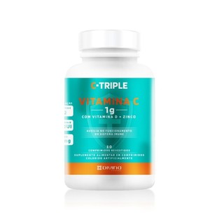 C-Triple Vitamina C + Zinco + Vitamina D 1g + 10mg + 400UI 30 Comprimidos Revestidos em Oferta na Shopee
