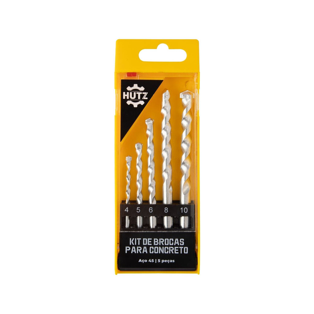 Jogo Kit 9 Brocas Em Aço Para Concreto Madeira Metal Obras E Reformas 4mm A 10mm Hutz