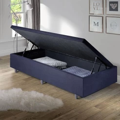 Base Box Baú Solteirinho Suede Preto 78x188x42cm