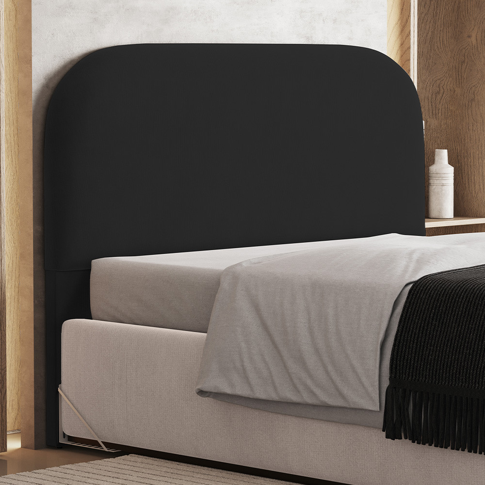 Cabeceira Cama Box Queen 160cm Orgânica Lanna W01 Suede Preto - Lyam Decor em Oferta na Shopee