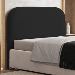 Cabeceira Cama Box Queen 160cm Orgânica Lanna W01 Suede Preto - Lyam Decor