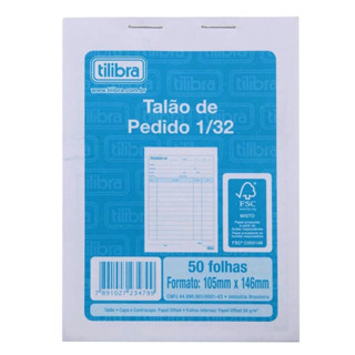 Talão De Pedidos 1/32 Tilibra 50 Folhas Com 20 Blocos em Oferta na Shopee