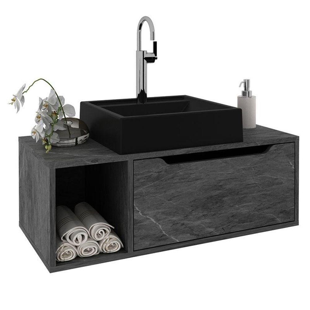Balcão Gabinete Para Banheiro Suspenso Bn3644 Mármore Lunar - Tecnomobili - Home & Living