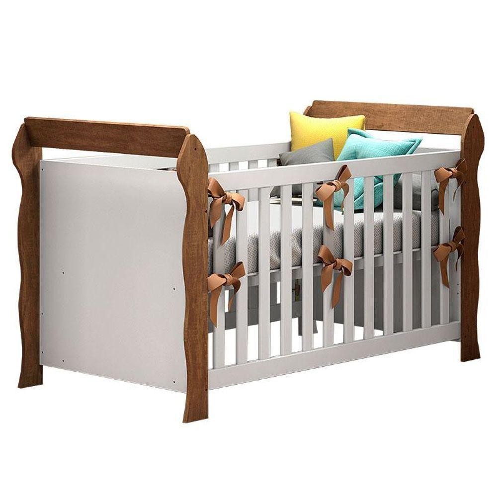 Berço Americano Lara Branco Acetinado Amadeirado - Carolina em Oferta na Shopee