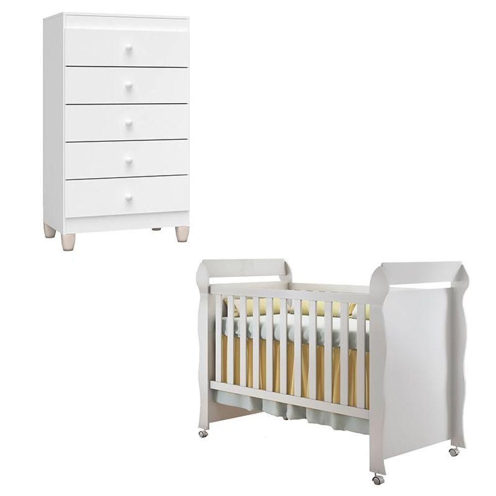 Berço Americano Mirelle E Cômoda Gaveteiro Ternura Baby Branco Brilho - Incorplac em Oferta na Shopee