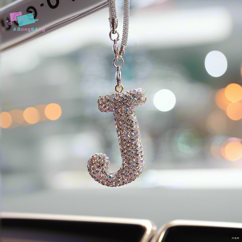 Abongbanghn Novo 1PC Strass Carta Espelho Retrovisor Do Carro Pingente De Cristal Decoração Acessório Pendurado Criativo