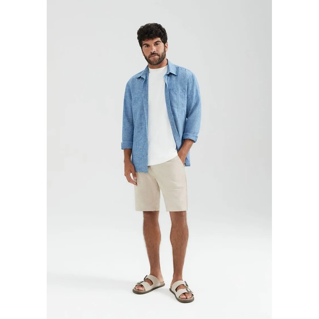 BERMUDA HERING CHINO EM SARJA BEGE