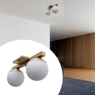 Plafon Sobrepor De Teto Lustre Jabuticaba Com 2 Globos Vidros 12cm Para Sala, Cozinha, Quarto, Corredor Casa, Escritório