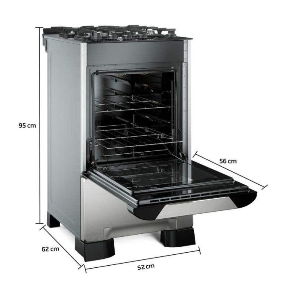 Fogão 4 Bocas Decorato Mesa Vidro Vetro Inox Bivolt Mueller — imagem 2 de 2