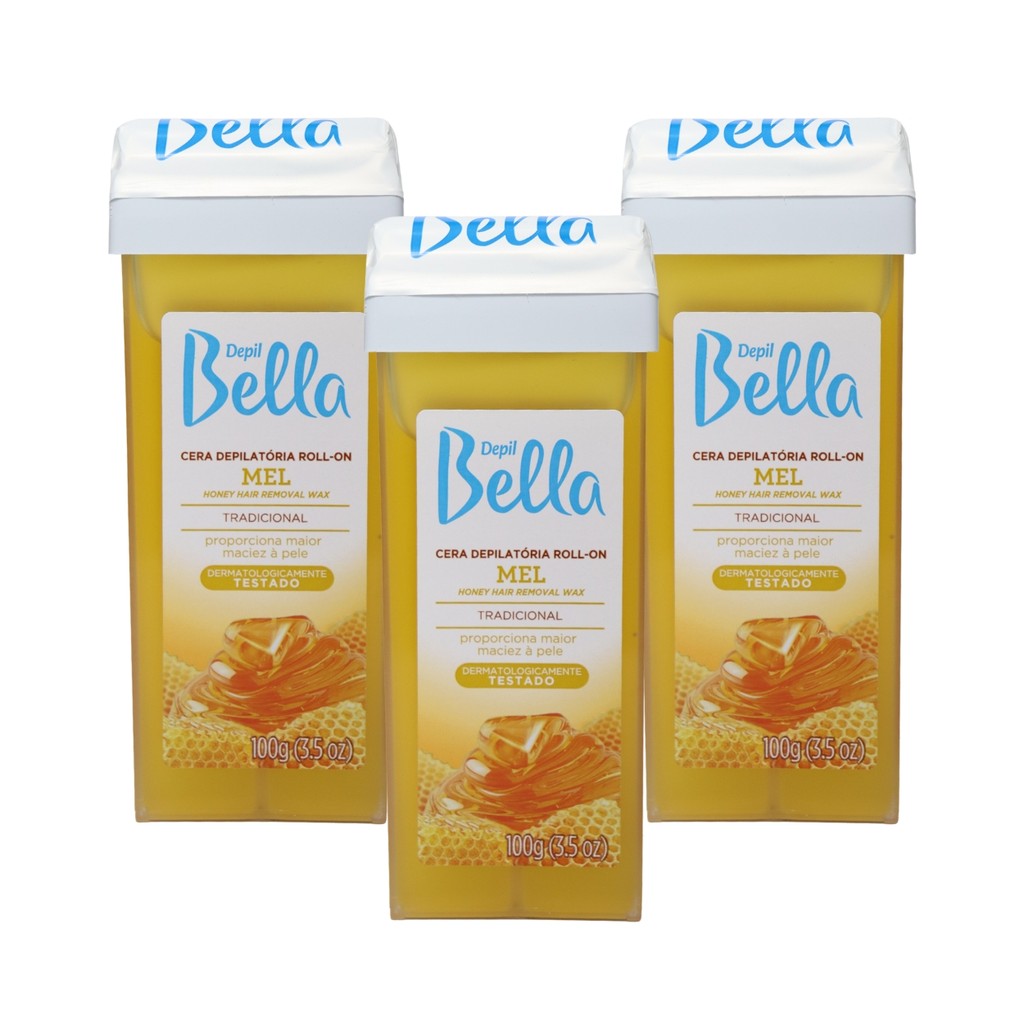 Kit 3 Ceras Roll-on Mel Depilatória Perna Braços Depil Bella em Oferta na Shopee