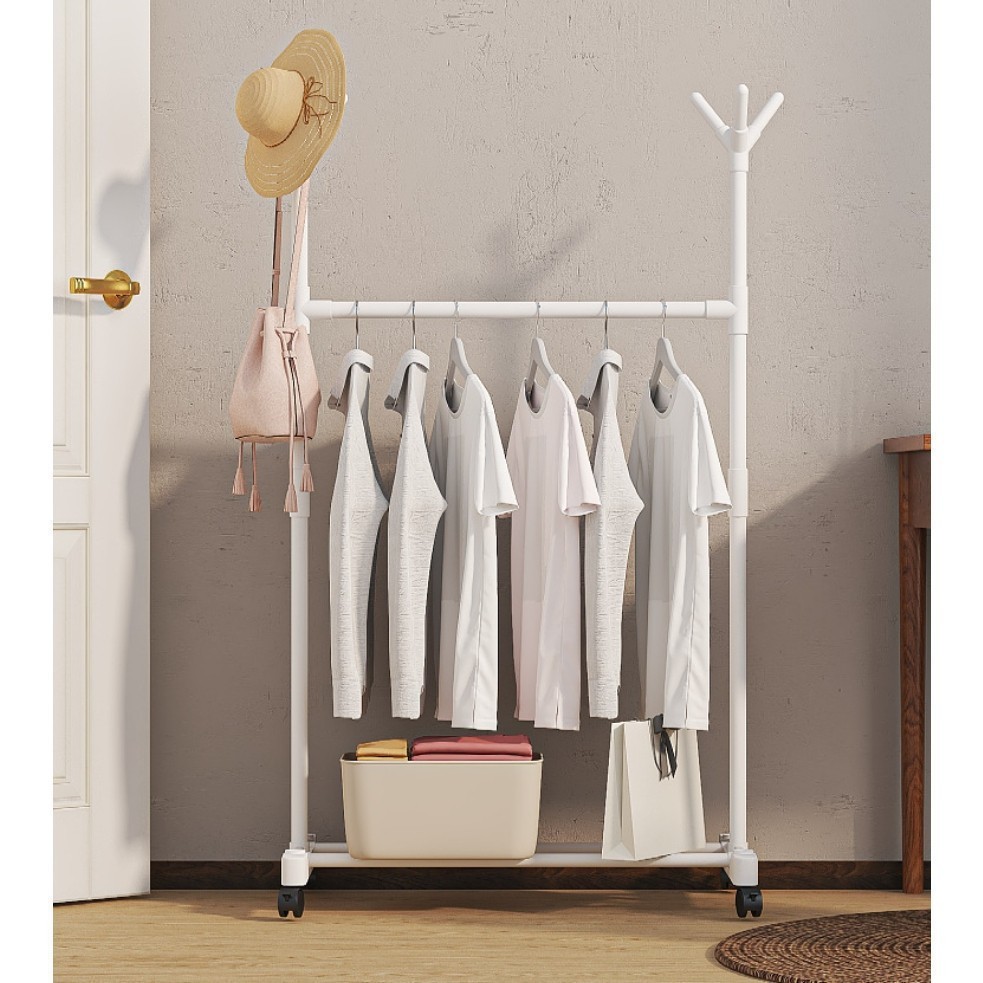 Cabideiro Cabide Rack Estilo Arara de Aço Inox Reforçado de 2 Andares Rack De Armazenamento Multifuncional Organizador