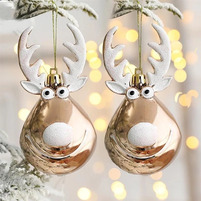 2 Pçs Bolas De Natal Ornamentos De Natal Rena Design Pingente De Suspensão Bolas De Festa Para Natal Natal Decorações Da Árvore De Natal Para Casa