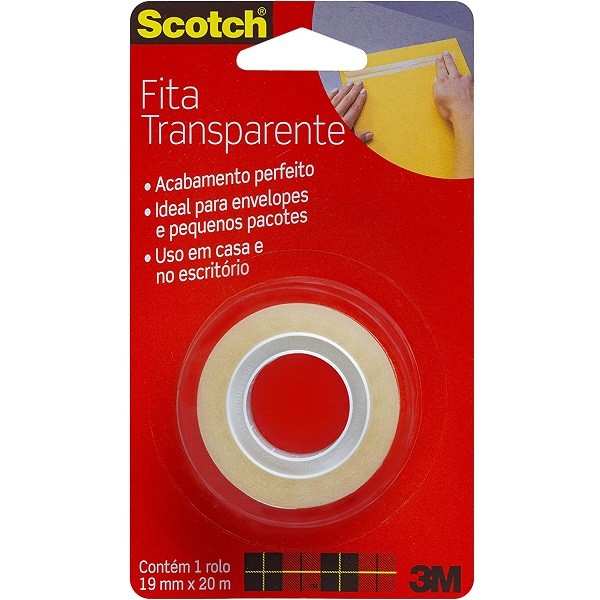 Fita Adesiva Transparente 3M SCOTCH 19MM X 20M em Oferta na Shopee