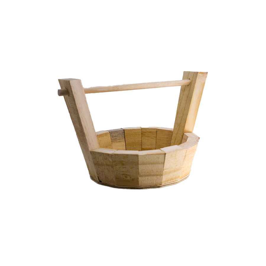 Cesta Poço de Madeira Crua -18x18x14,5 cm - 1 unidade - Rizzo