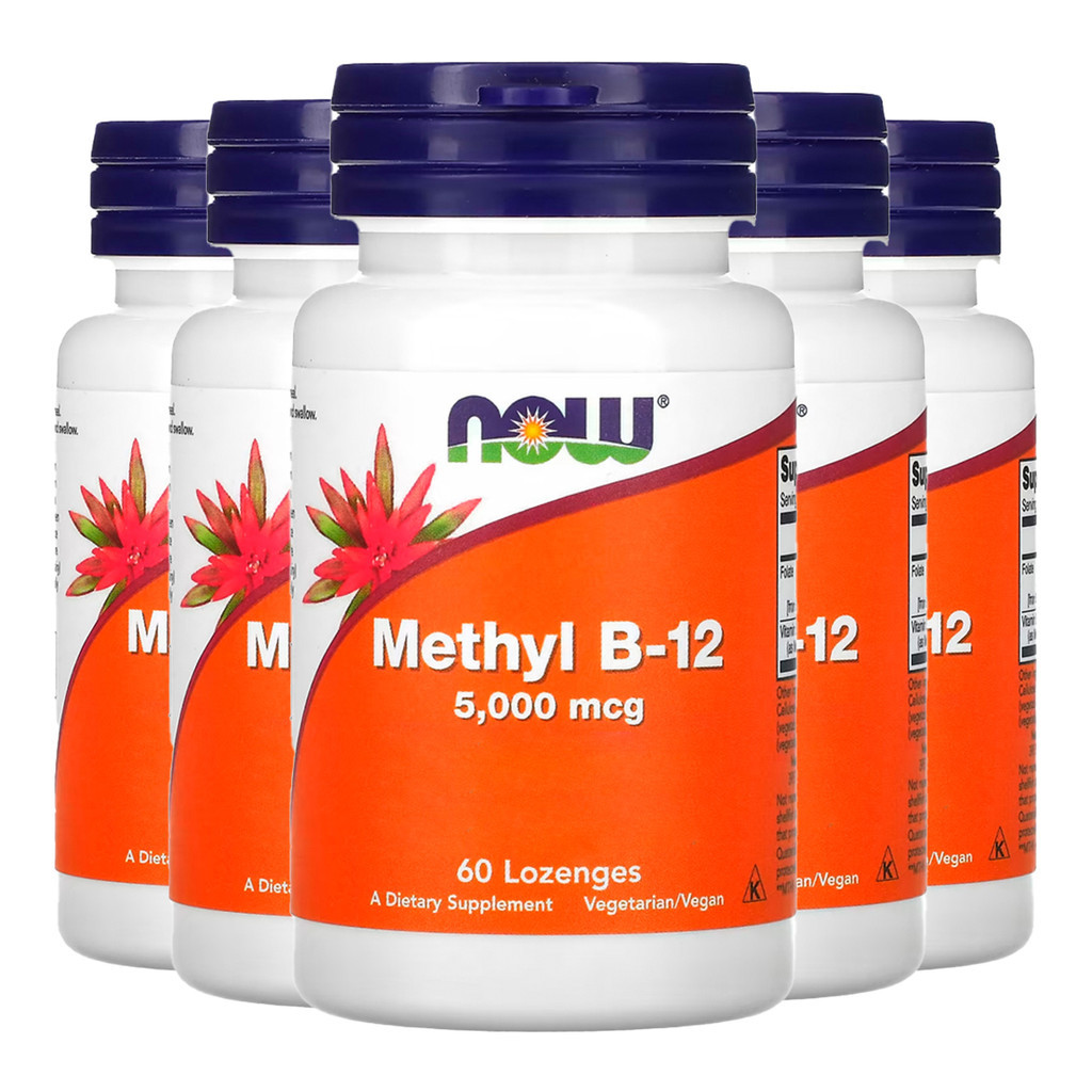Kit 5x Metil B-12 5.000mcg Now Foods 60 Pastilhas Importado /Made in Usa
