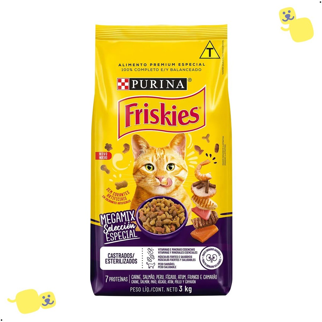 Ração Friskies Megamix 10,1Kg Gatos Castrados Adultos Purina Premium Especial 7 Proteínas Cat