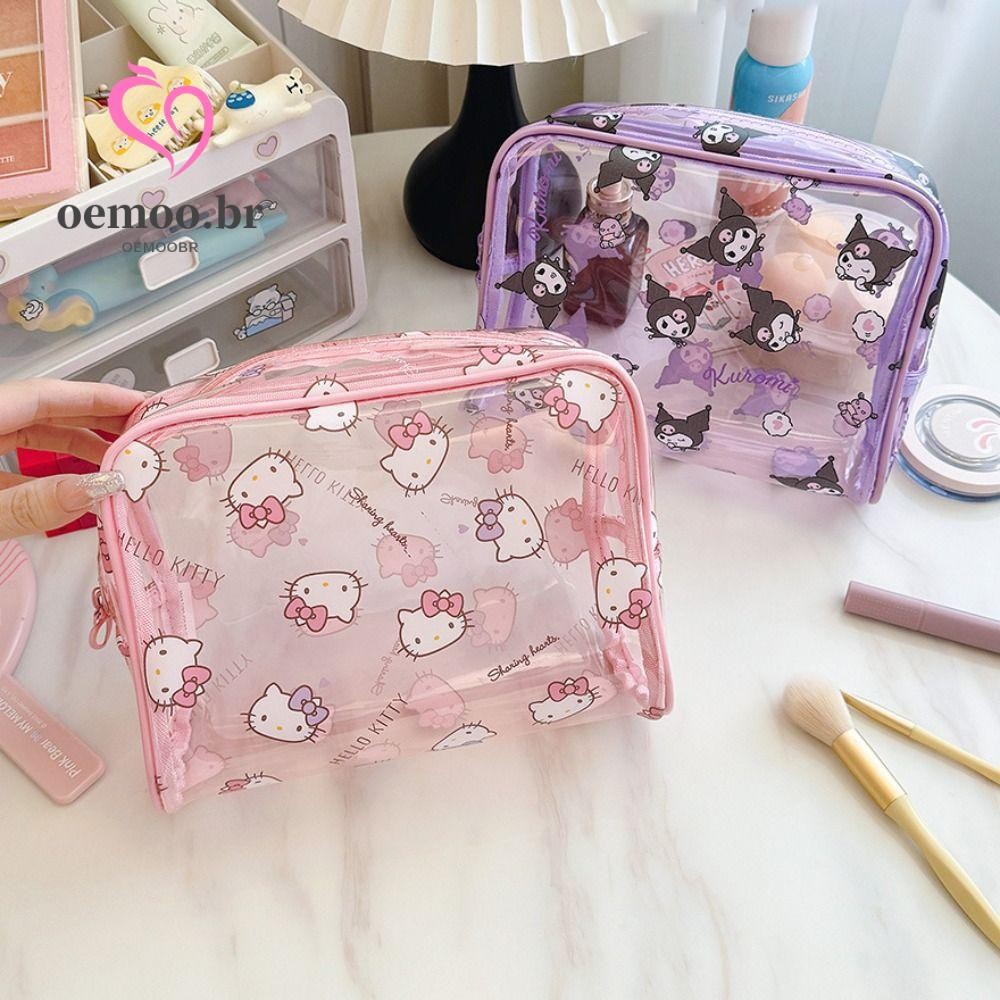 OEMOOEN Travel Saco De Armazenamento , Maquiagem Anime PVC Sanrio Hello Kitty Kuromi Girls De Alta Capacidade