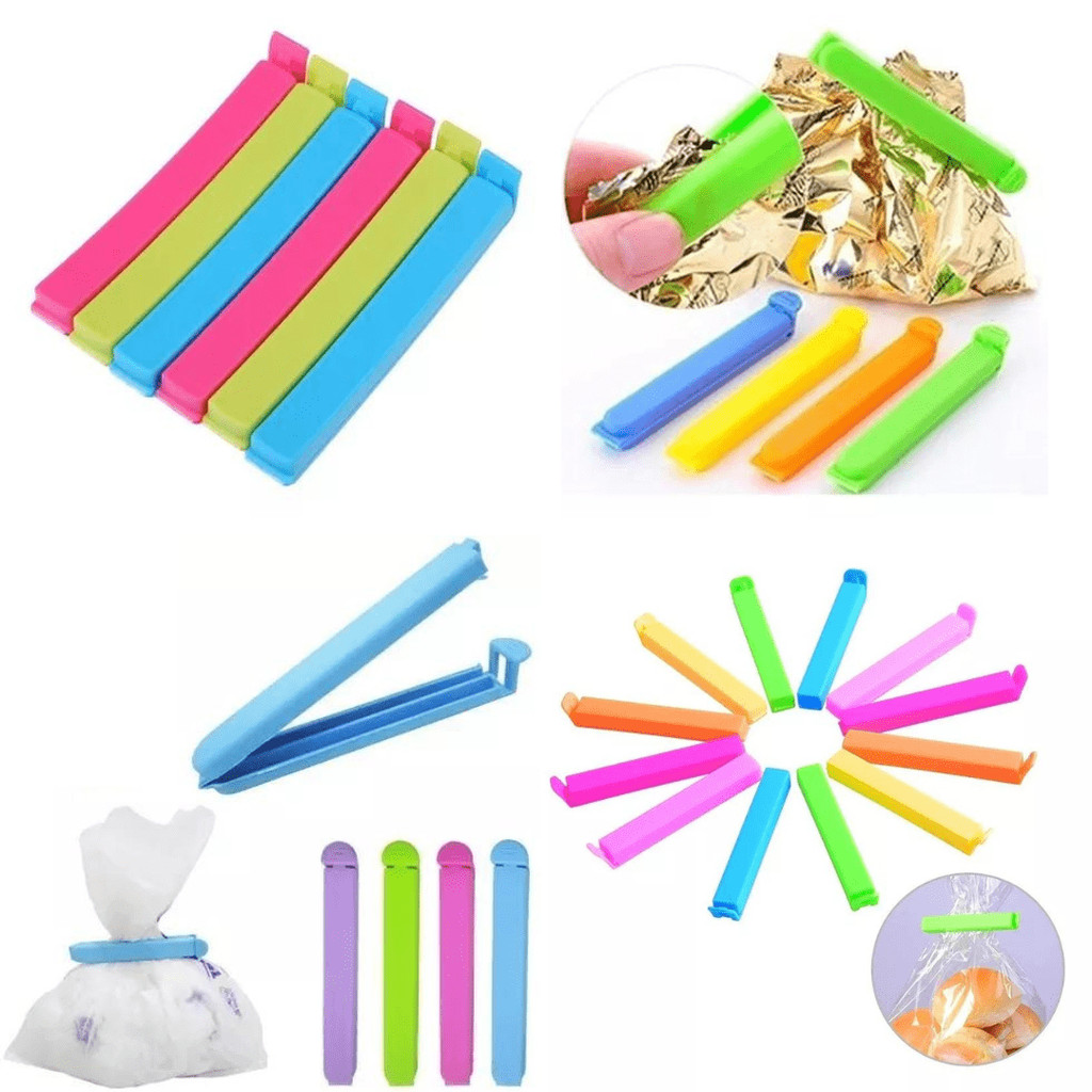 Kit 5 fechador lacre 11cm clip de sacos sacolas veda embalagens prendedor para fechar reutilizável