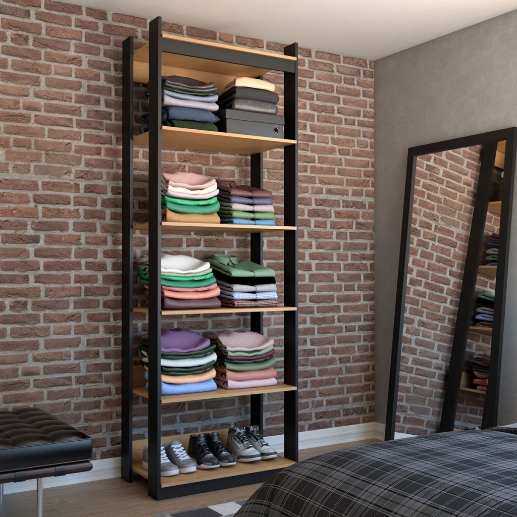 Closet Industrial Marseille 5 Prateleiras Black/Brise - Panorama Móveis em Oferta na Shopee