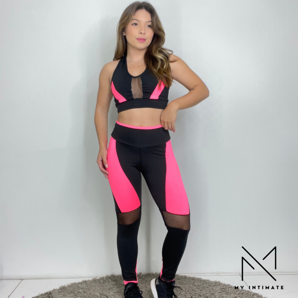 Calça Legging com Renda Arrastão em Oferta na Shopee