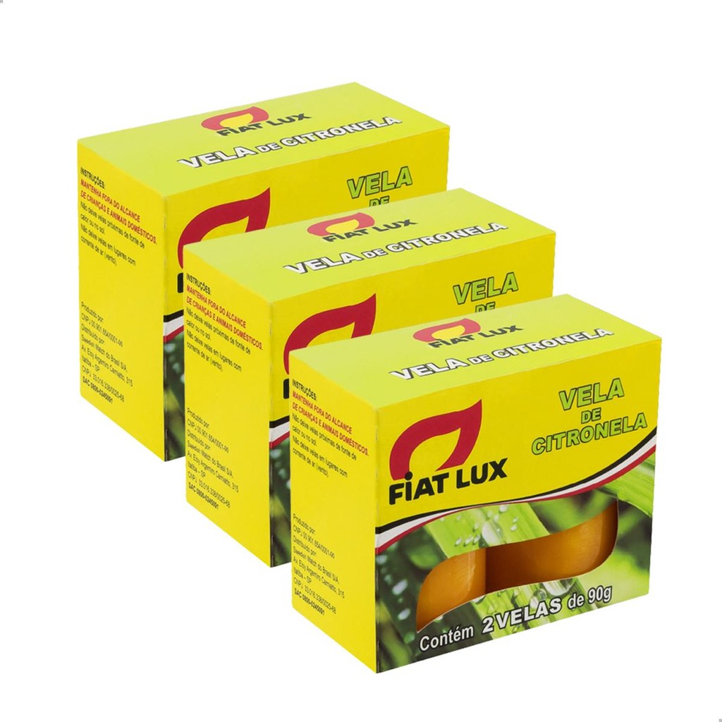 Vela de Citronela Fiat Lux 90g Repelente Natural de Mosquitos Caixa com 6 Unidades em Oferta na Shopee