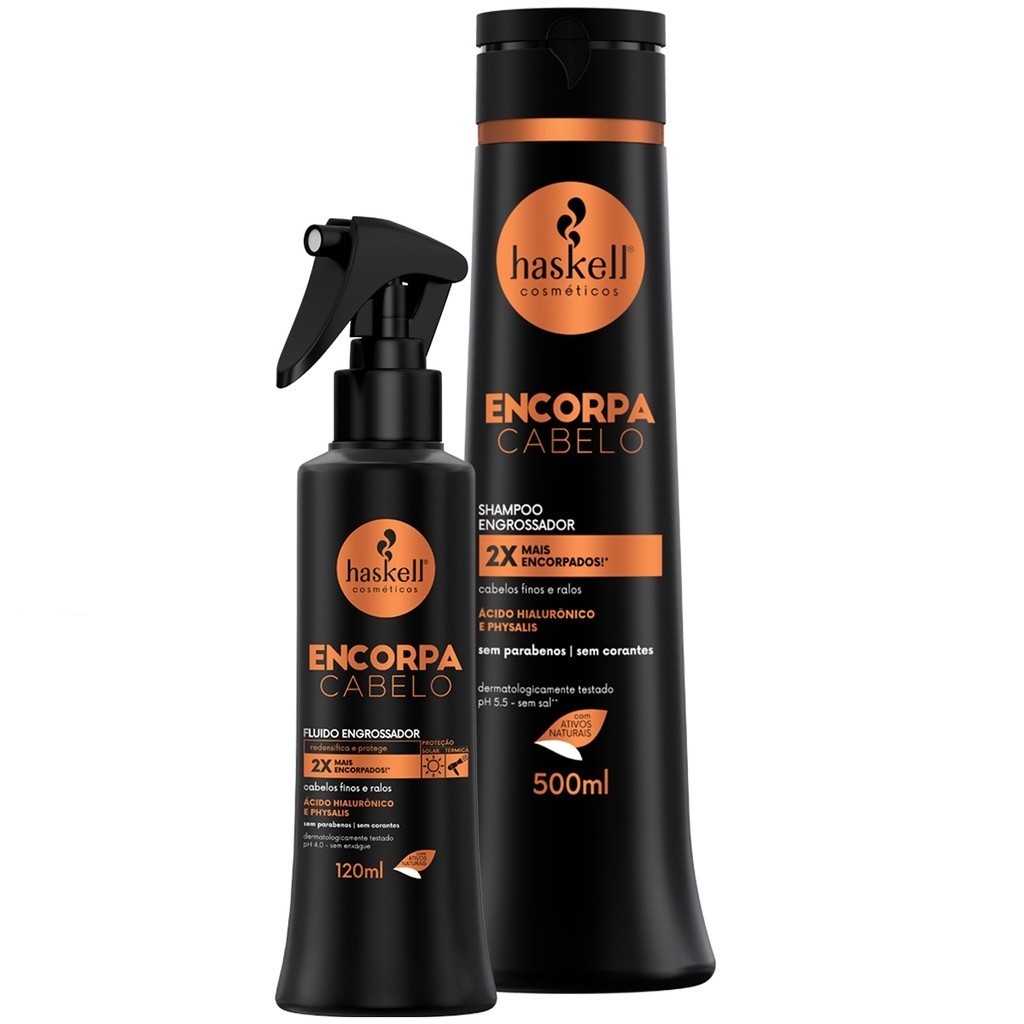 Kit Haskell Shampoo Encorpa Cabelo 500ml + Fluido 120ml
