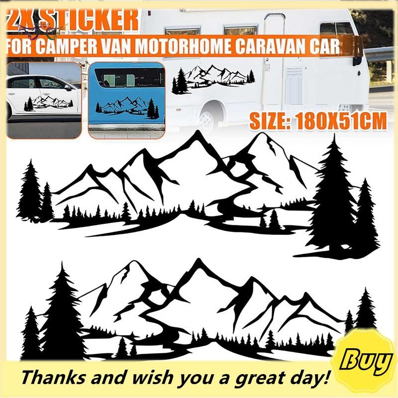Adesivo Lateral Para Carroceria RV Motorhome DIY Grande Decalque De Árvore De Montanha Decoração Trailer De Caravana De Carro