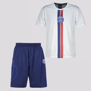 Kit de Camisa e Calção PSG Infantil Branca e Marinho em Oferta na Shopee