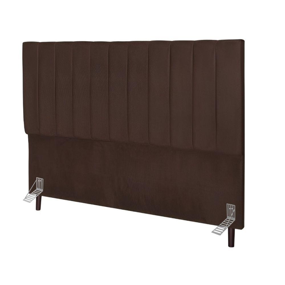 Cabeceira Estofada Cama King 195 Cm Luísa Suede E Frame marrom