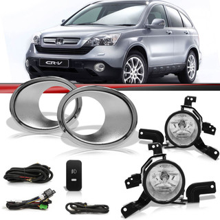 Kit Par Farol Milha Auxiliar Crv 2007 A 2009 + Par Aro Moldura do Milha Cromado + Par Suporte Milha em Oferta na Shopee