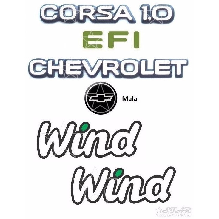 Emblemas Símbolos Chevrolet Corsa 1.0 Efi Wind + Logotipo Traseiro - 1994 À 1996